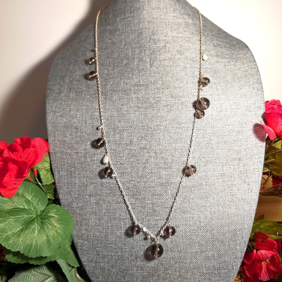 J. Crew Signed Vintage Y2K Era Extra Long Genuine Glass Crystal Necklace - Picture 1 of 4